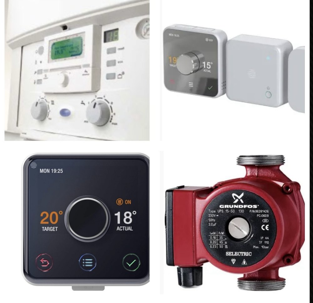 Heating controls, smart thermostat and central heating pump
