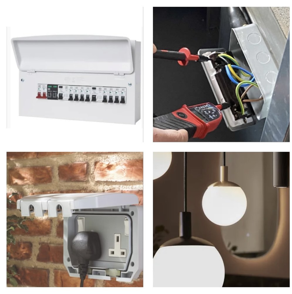 Consumer unit, outdoor socket and pendant light